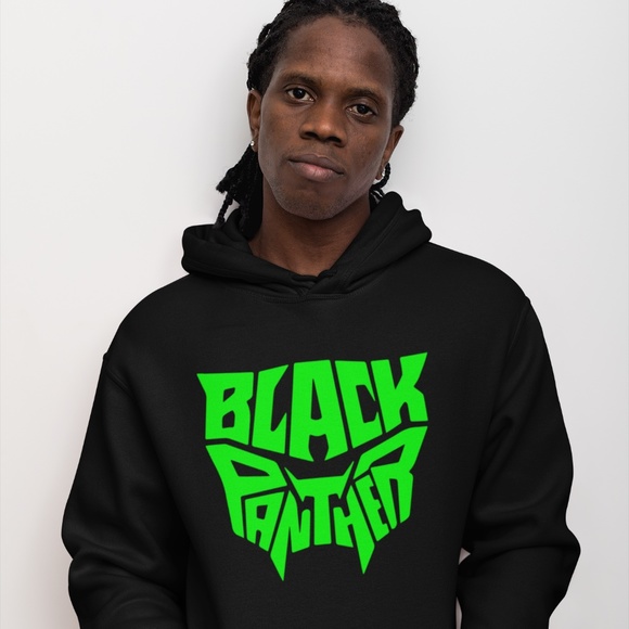 BLACK PANTHER NEEON GREEEN: DESIGN; UNISEX CUSTOM HOODIE - Picture 7 of 7